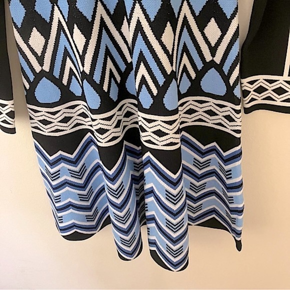 Eliza J Women’s Long Sleeve Geometric Fit and Flare Midi Sweater Dress Medium - Picture 7 of 13